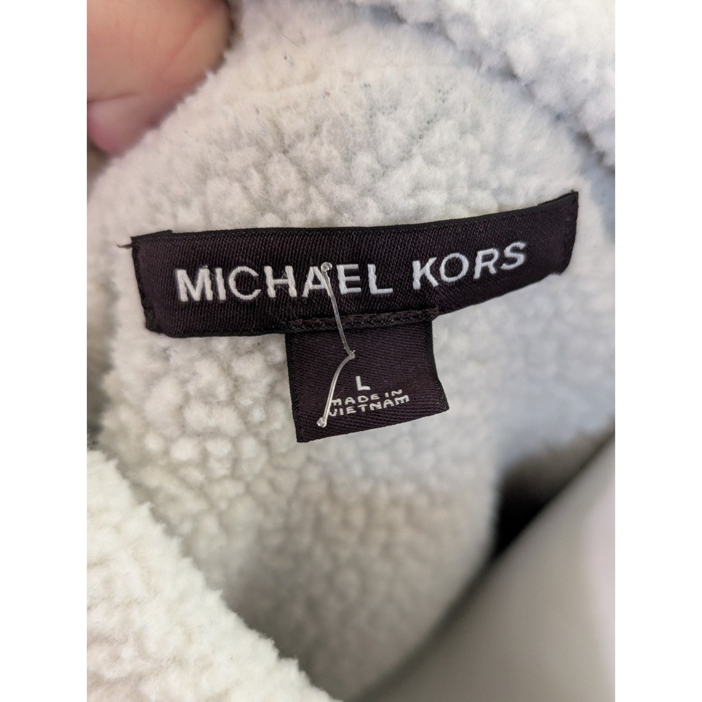 Michael Kors Womens Sherpa Lined Full Zip Hoodie Teal Blue Jacket Size L Large - Picture 13 of 14